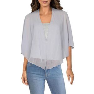 SL Fashions Womens Gray Sheer Capelet Evening Shawl/Wrap NWOT